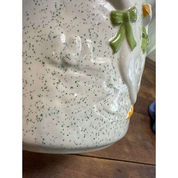 Ceramic Country Goose Blue Speckled Design Utensil Holder 90's Kitchen Decor - Picture 10 of 16